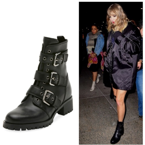 Prada Shoes - Prada Black Leather Triple Buckle Lug Sole Combat Booties size EU 38 | US 8